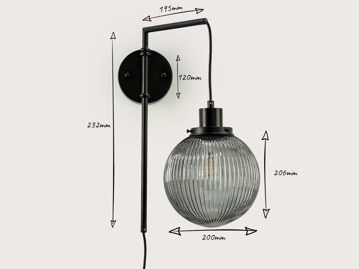 Frankie Swing Arm Wall Light with 20cm Alfie Glass Shade