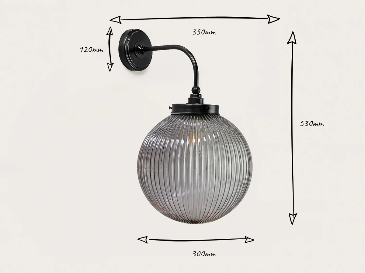 Arthur Long Arm Wall Light with 30cm Alfie Glass Shade