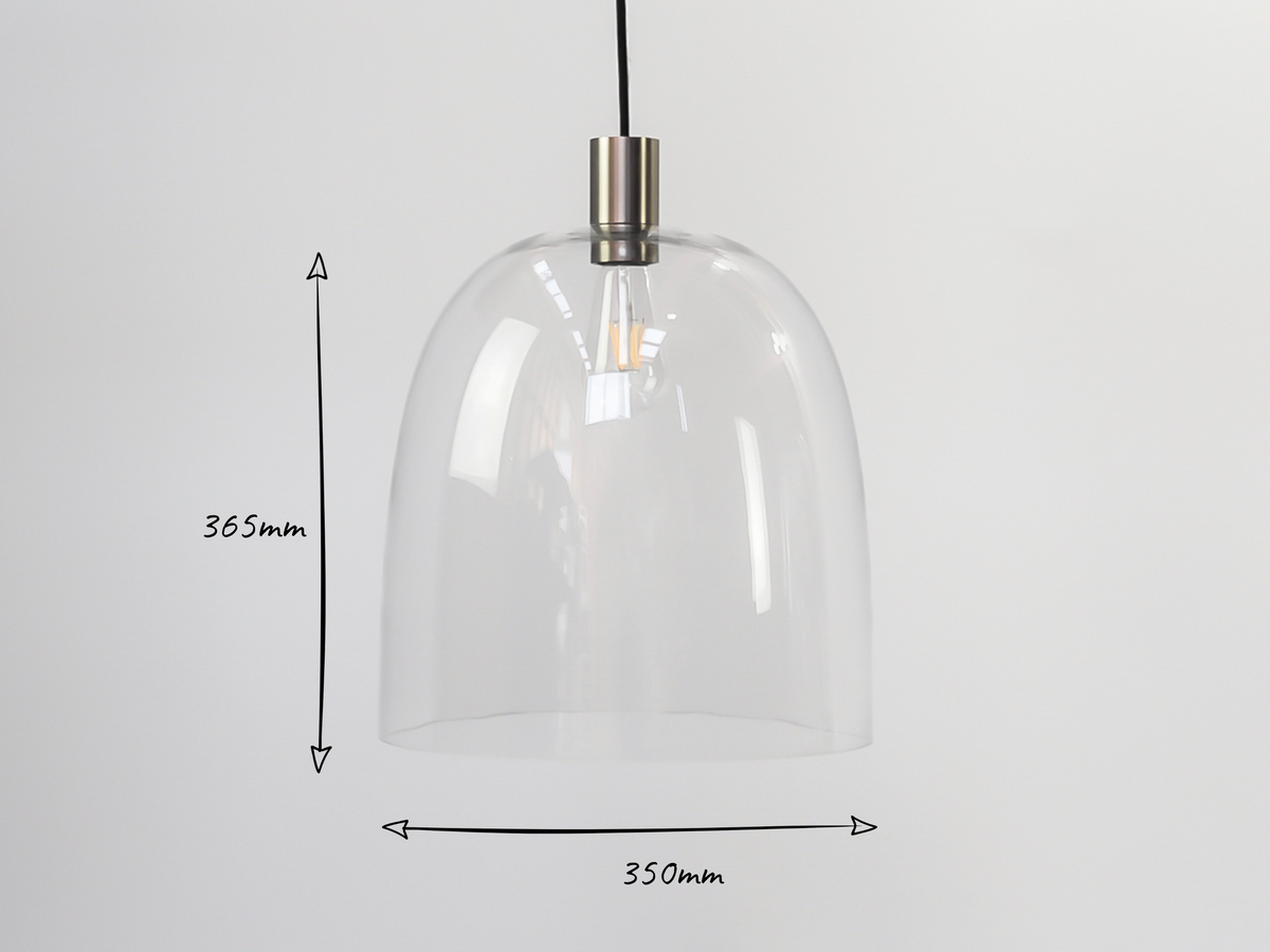 35cm Glass Cloche Fergus Rodded Pendant