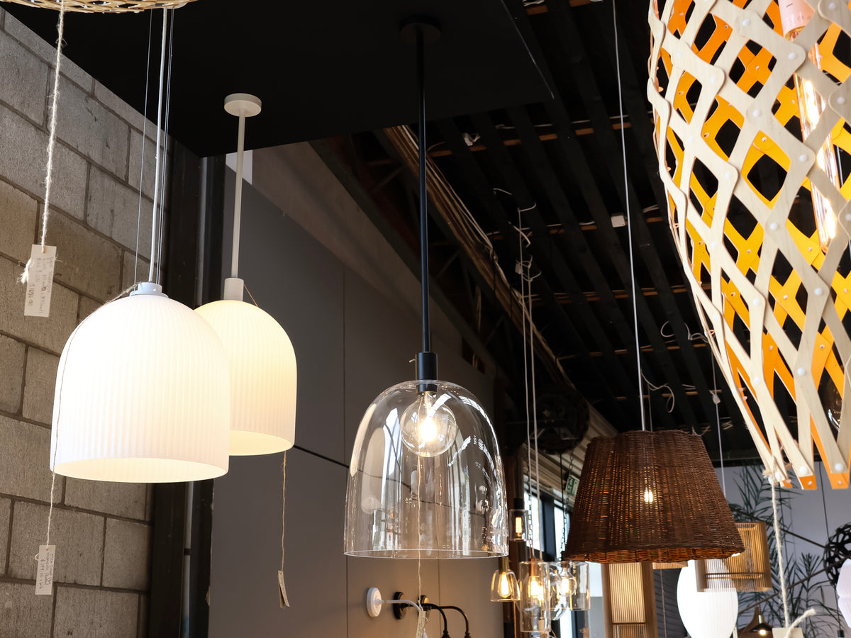 35cm Glass Cloche Fergus Rodded Pendant