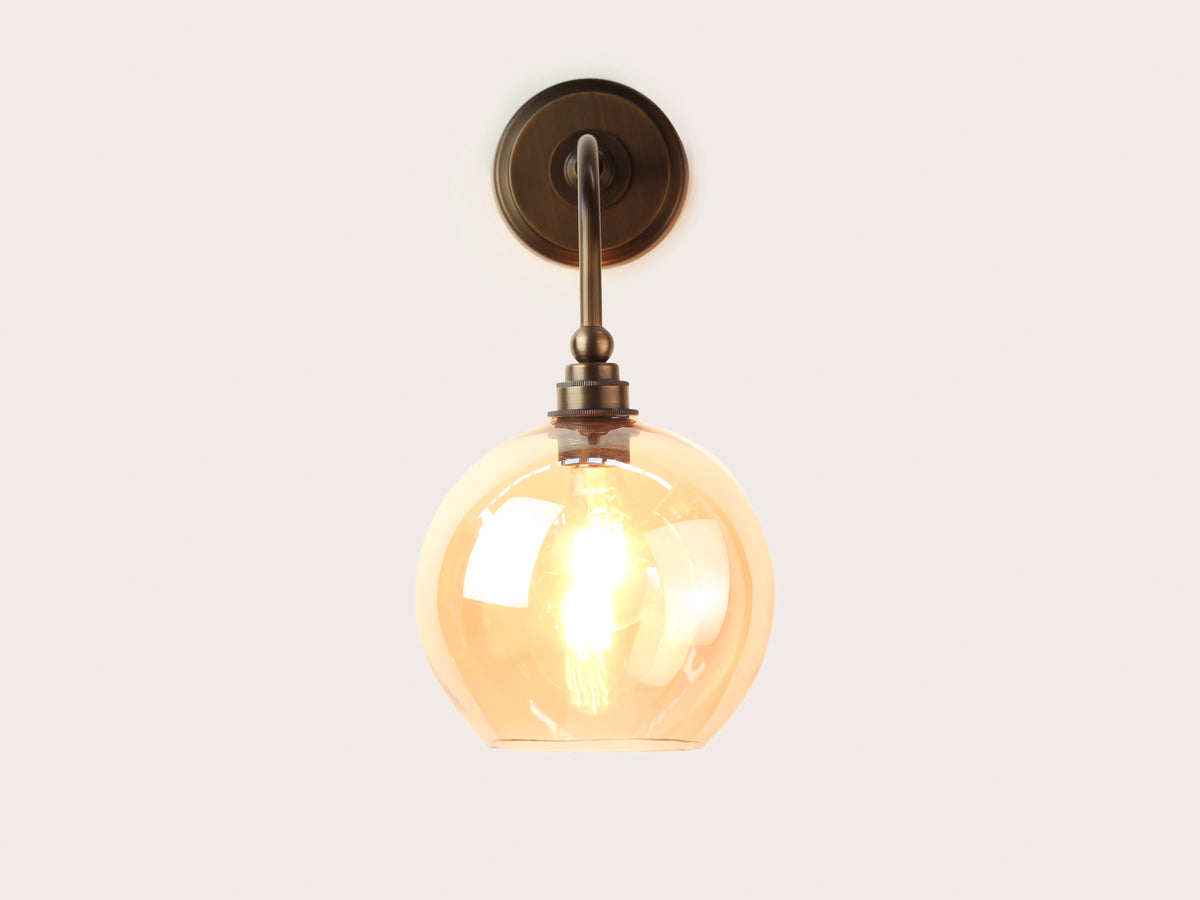 Arthur Long Arm Wall Light with 20cm Apothecary Round Glass Shade