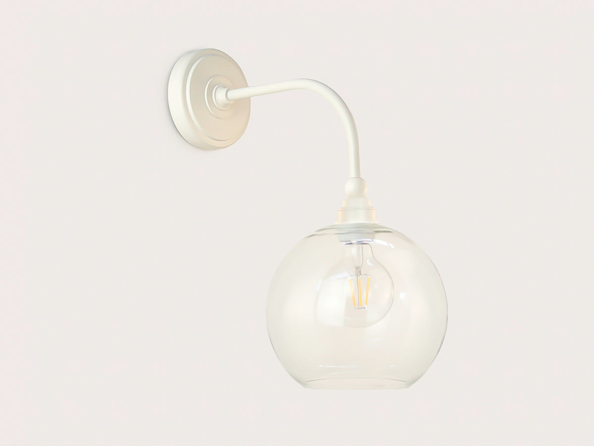 Arthur Long Arm Wall Light with 20cm Apothecary Round Glass Shade
