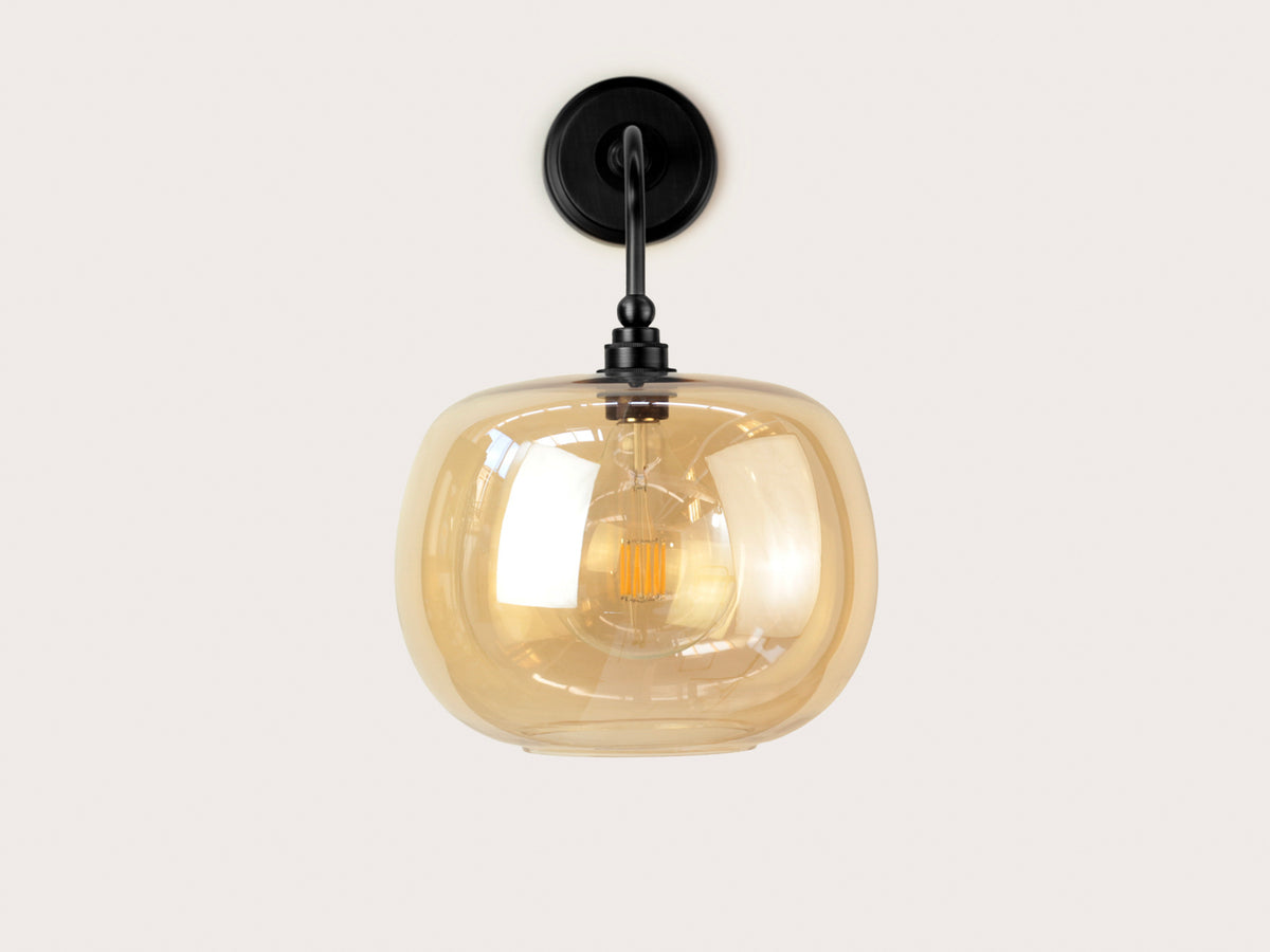 Arthur Long Arm Wall Light with Hikari Amber Glass Shade