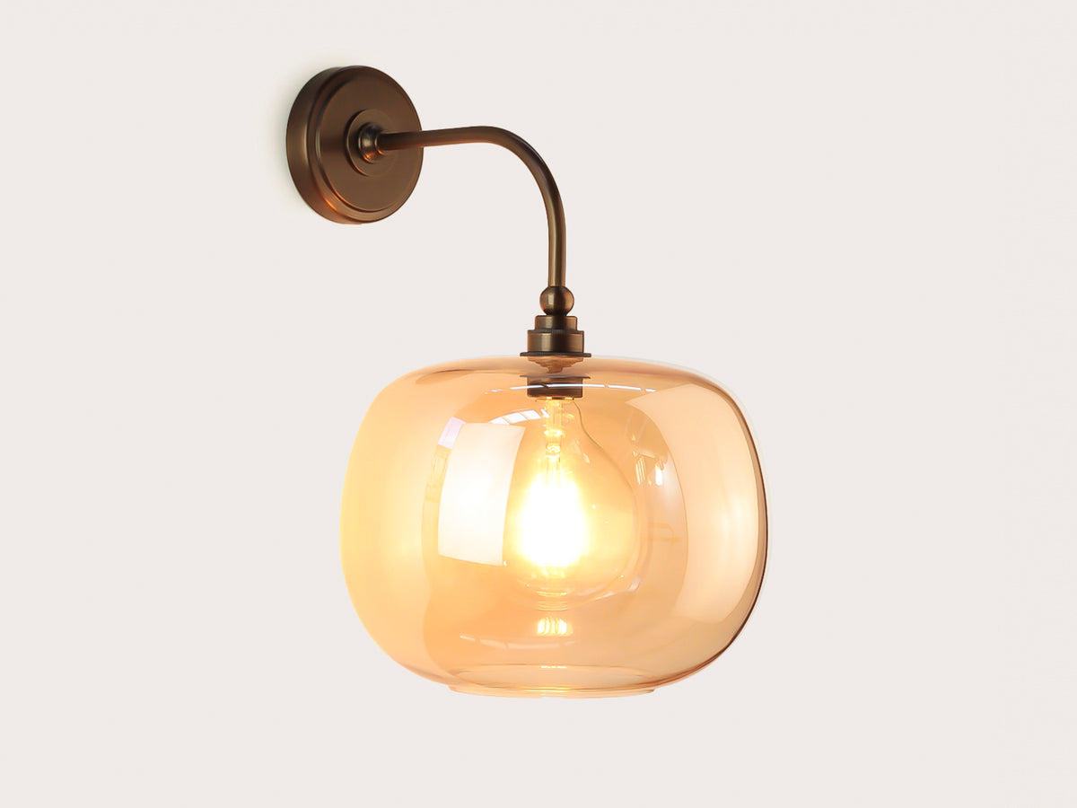 Arthur Long Arm Wall Light with Hikari Amber Glass Shade