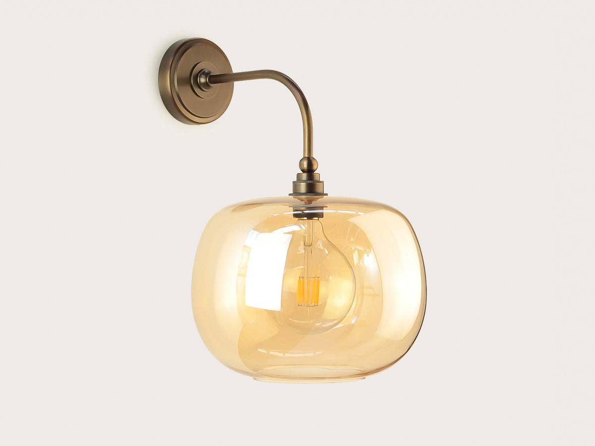 Arthur Long Arm Wall Light with Hikari Amber Glass Shade