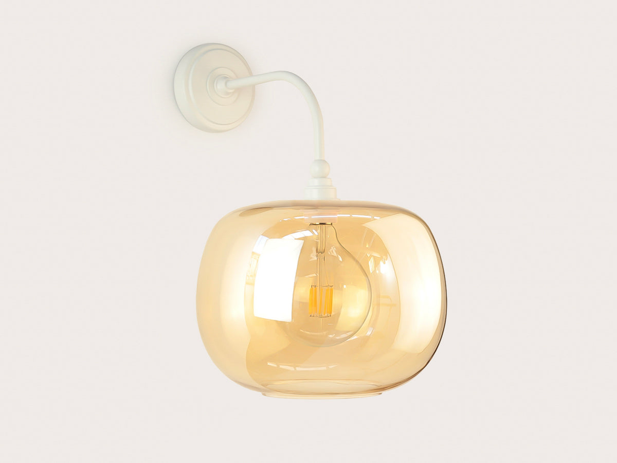 Arthur Long Arm Wall Light with Hikari Amber Glass Shade