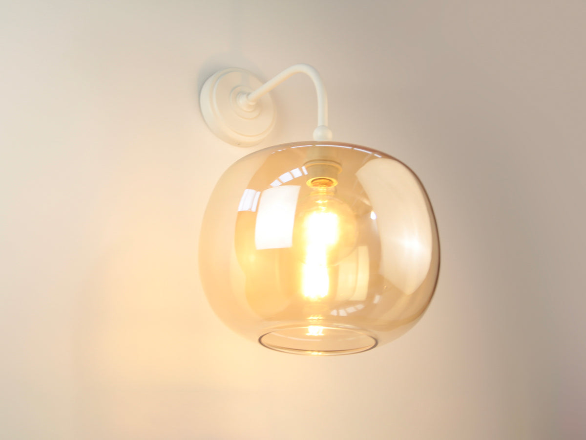 Arthur Long Arm Wall Light with Hikari Amber Glass Shade