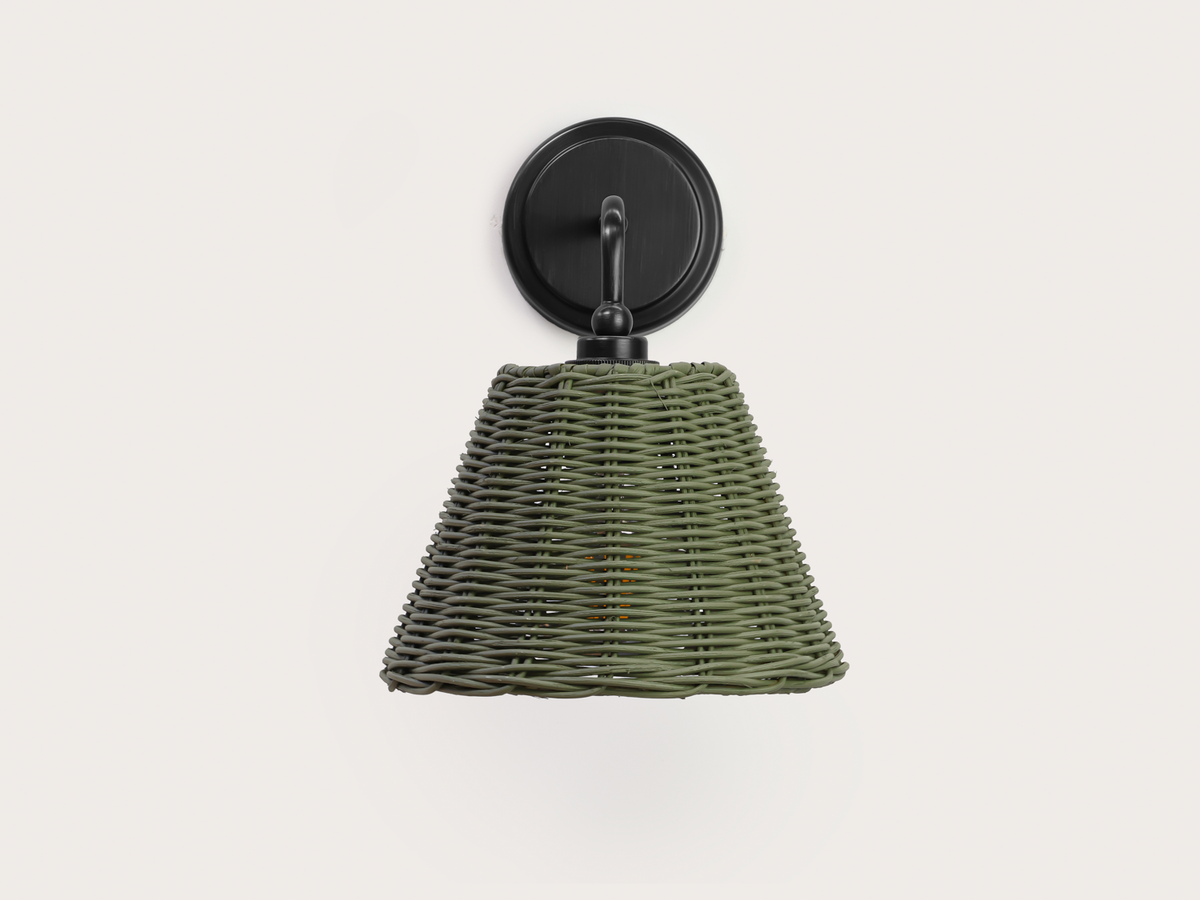 Coloured Rattan - Arthur Short Arm Wall Light with Petit Rattan Shade