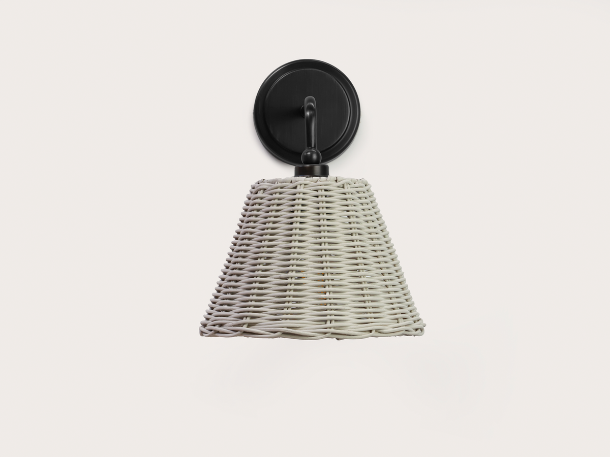 Coloured Rattan - Arthur Short Arm Wall Light with Petit Rattan Shade