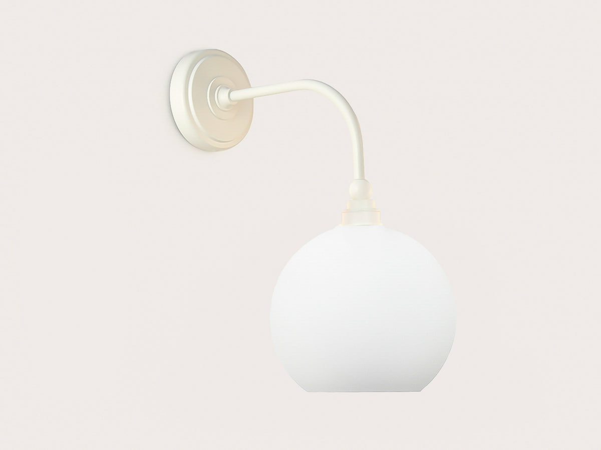 Arthur Long Arm Wall Light with 20cm Apothecary Opal Round Glass Shade