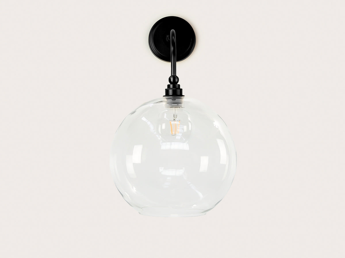 Arthur Long Arm Wall Light with 30cm Apothecary Round Glass Shade