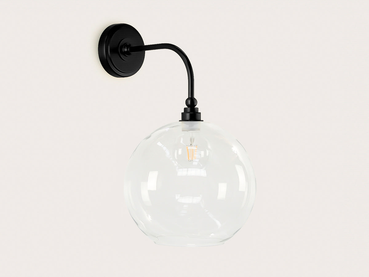 Arthur Long Arm Wall Light with 30cm Apothecary Round Glass Shade