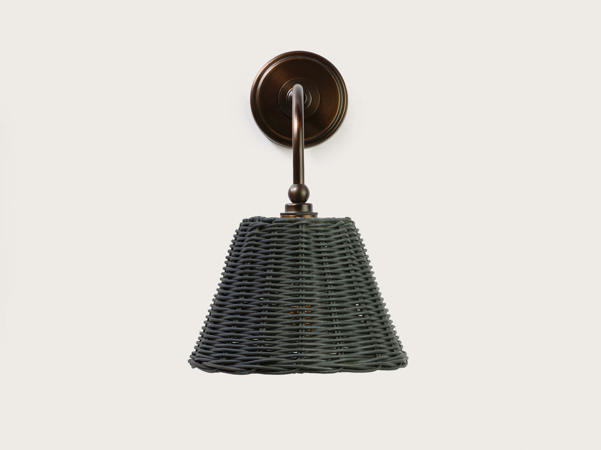 Coloured Rattan - Arthur Long Arm Wall Light with Petit Rattan Shade