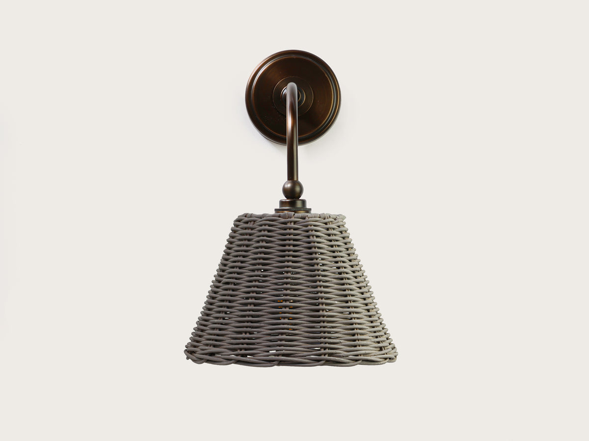 Coloured Rattan - Arthur Long Arm Wall Light with Petit Rattan Shade