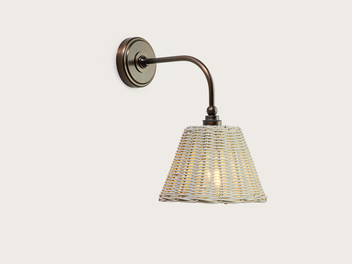 Coloured Rattan - Arthur Long Arm Wall Light with Petit Rattan Shade