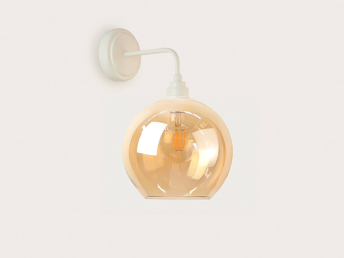 Arthur Short Arm Wall Light with 20cm Apothecary Round Glass Shade