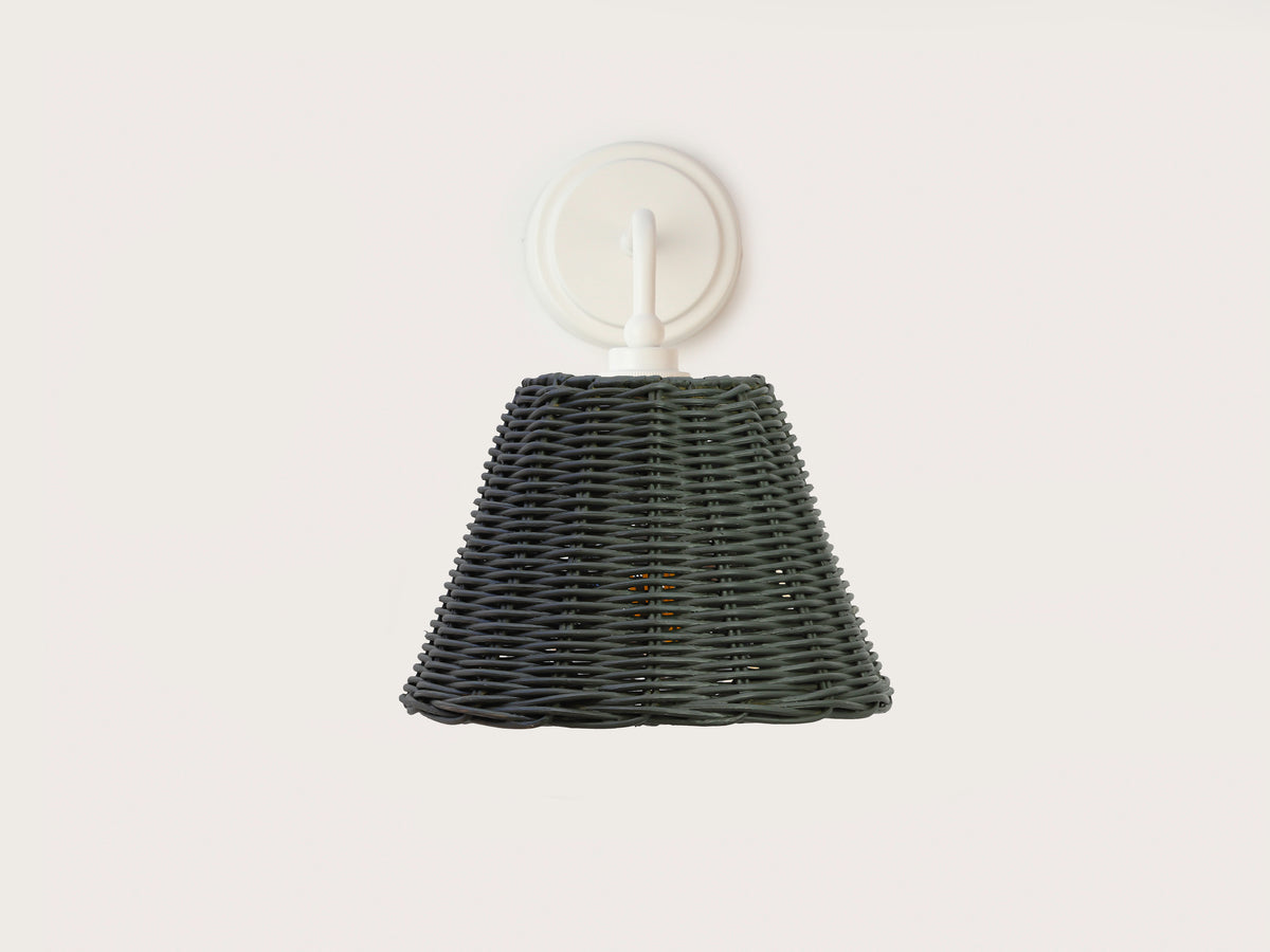 Coloured Rattan - Arthur Short Arm Wall Light with Petit Rattan Shade