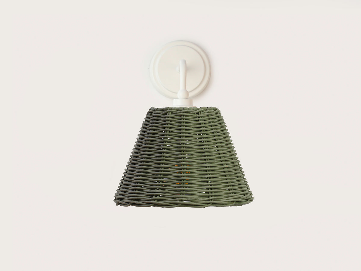 Coloured Rattan - Arthur Short Arm Wall Light with Petit Rattan Shade