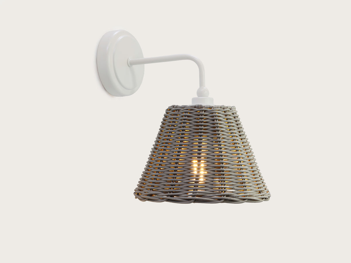 Coloured Rattan - Arthur Short Arm Wall Light with Petit Rattan Shade