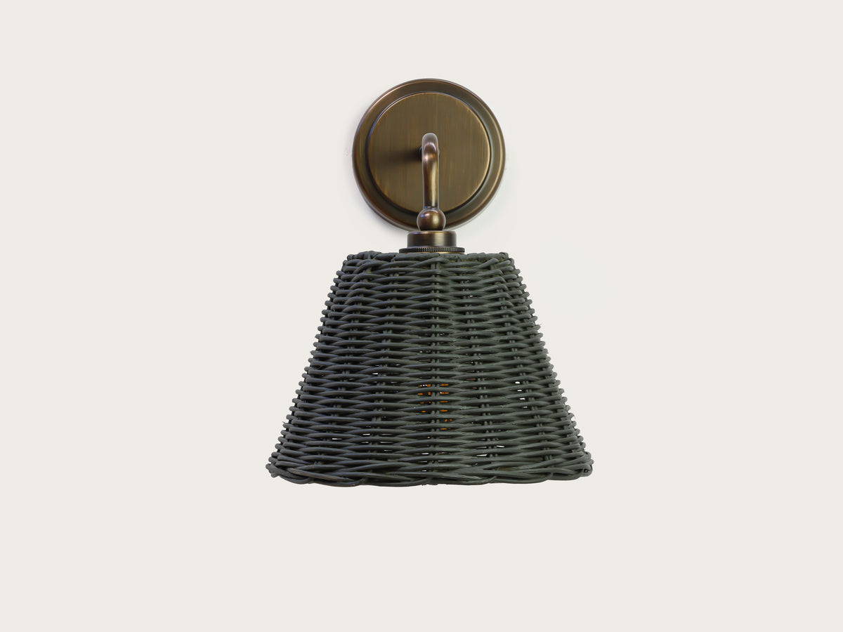 Coloured Rattan - Arthur Short Arm Wall Light with Petit Rattan Shade