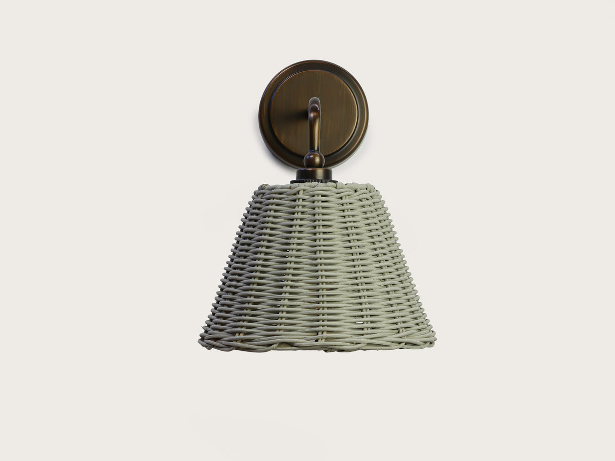 Coloured Rattan - Arthur Short Arm Wall Light with Petit Rattan Shade