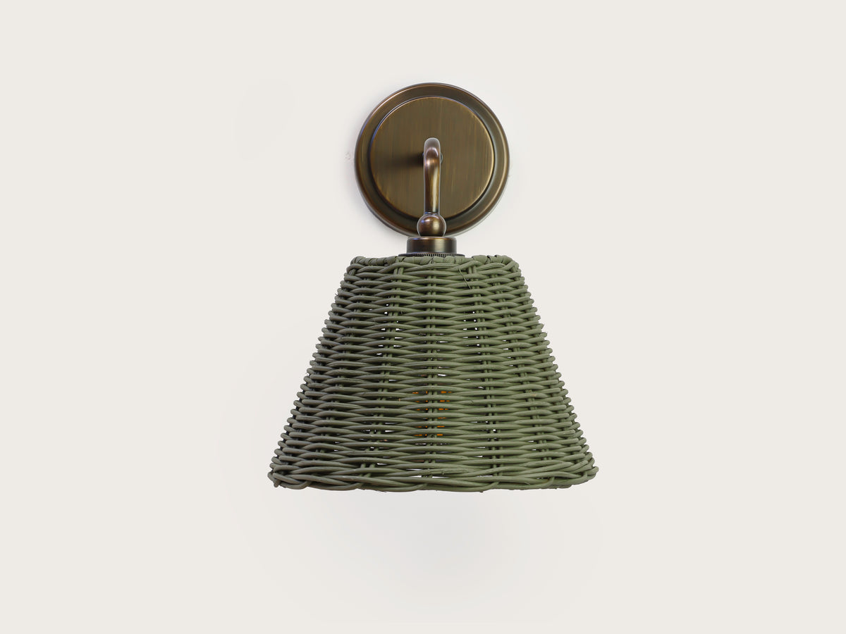 Coloured Rattan - Arthur Short Arm Wall Light with Petit Rattan Shade