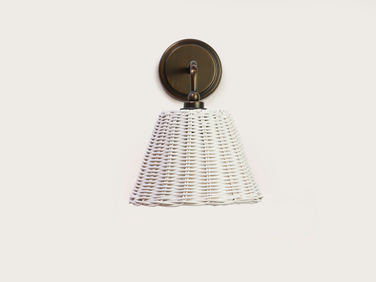 Coloured Rattan - Arthur Short Arm Wall Light with Petit Rattan Shade