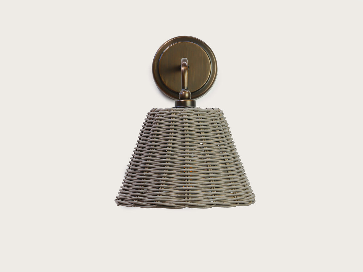 Coloured Rattan - Arthur Short Arm Wall Light with Petit Rattan Shade