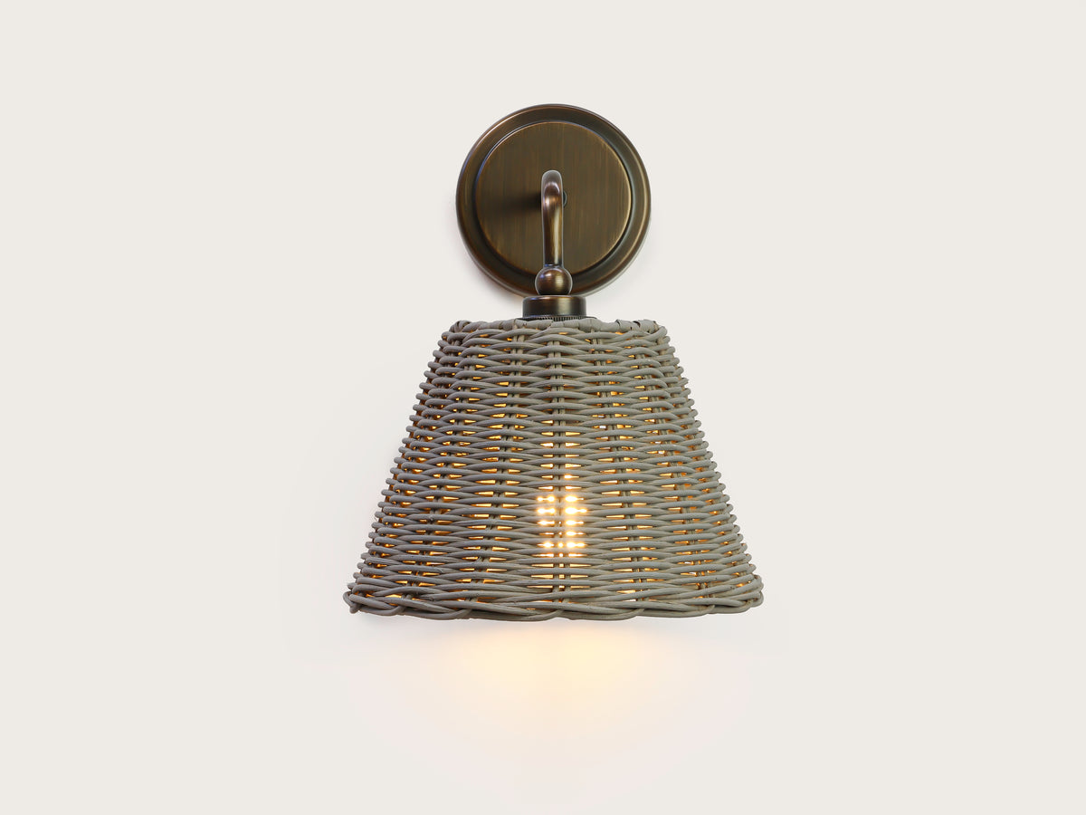 Coloured Rattan - Arthur Short Arm Wall Light with Petit Rattan Shade