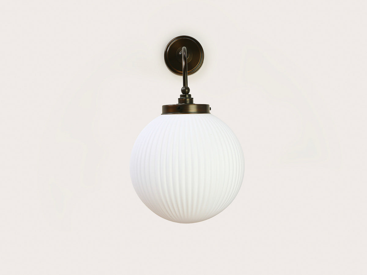 Arthur Long Arm Wall Light with 30cm Alfie Opal Glass Shade