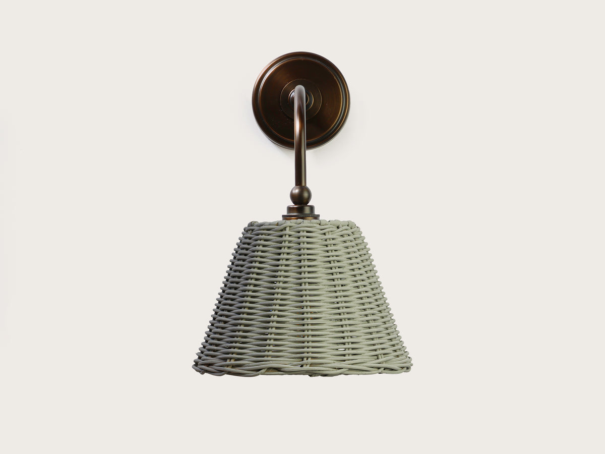 Coloured Rattan - Arthur Long Arm Wall Light with Petit Rattan Shade