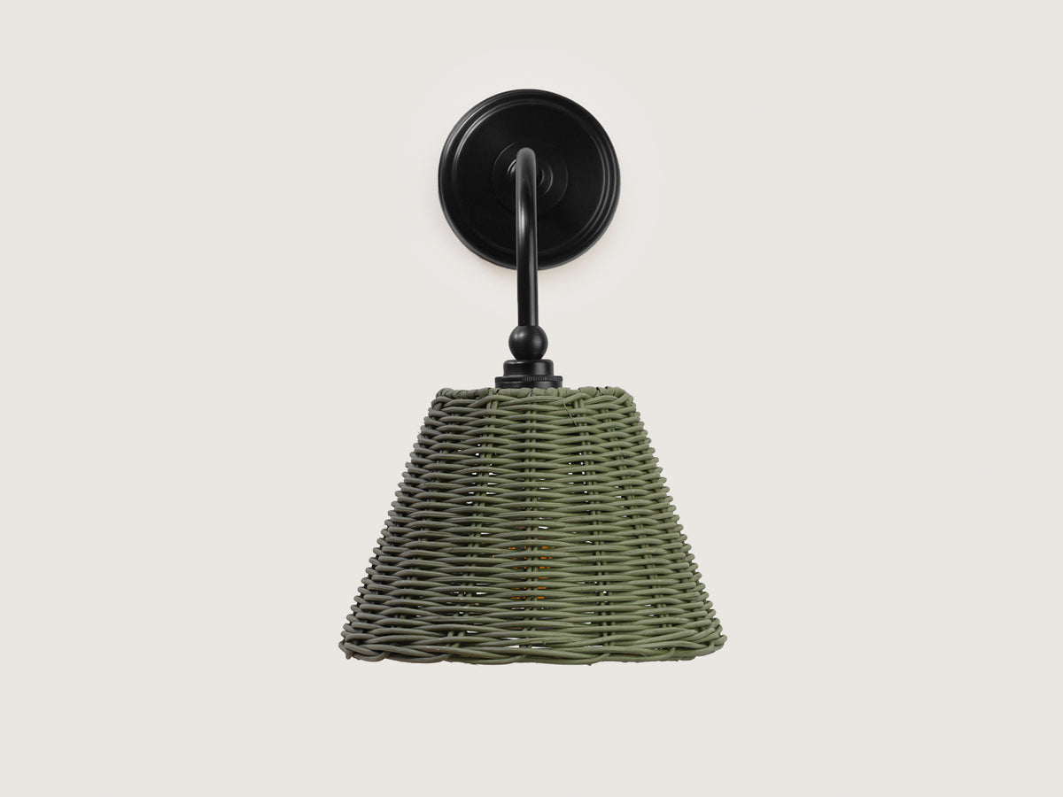 Coloured Rattan - Arthur Long Arm Wall Light with Petit Rattan Shade
