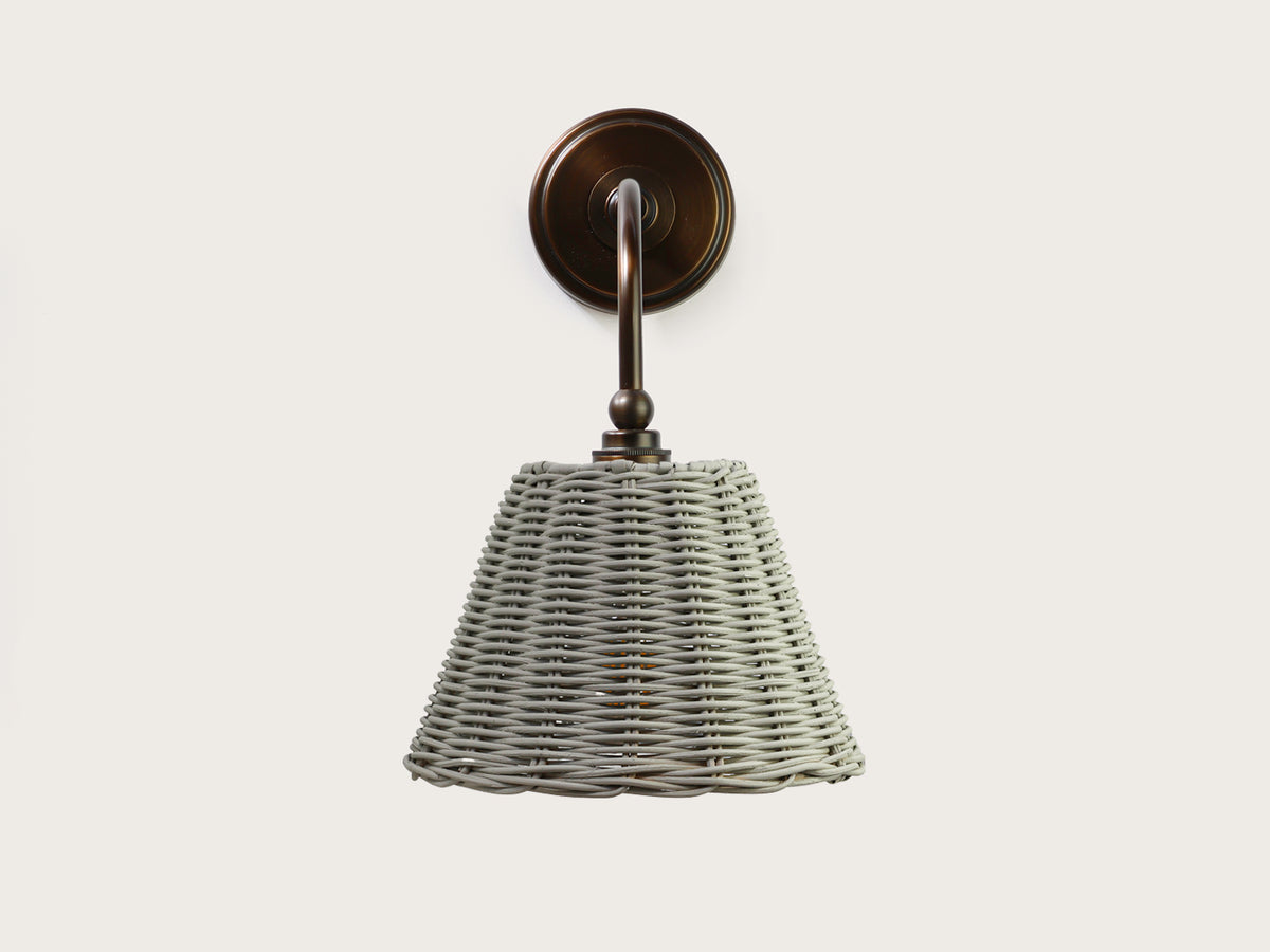 Coloured Rattan - Arthur Long Arm Wall Light with Petit Rattan Shade