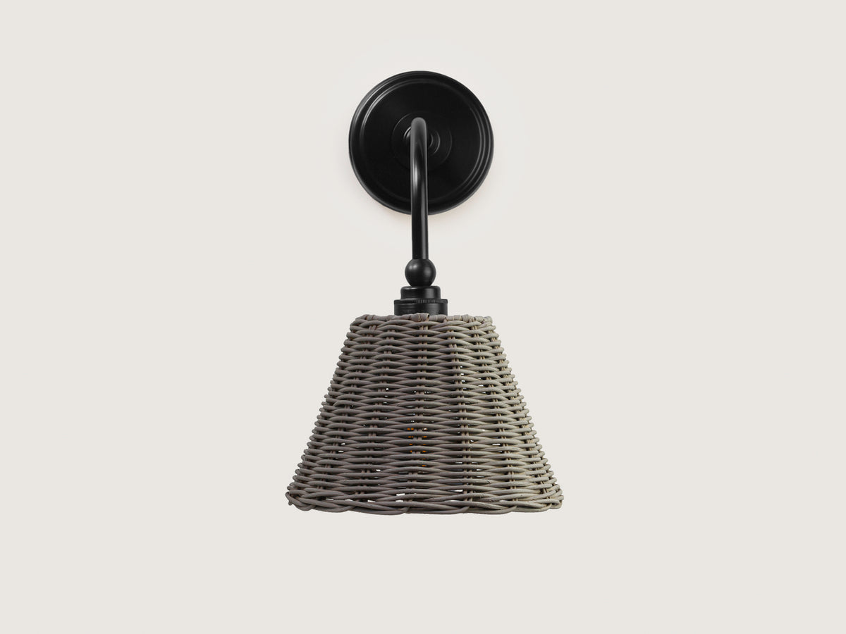 Coloured Rattan - Arthur Long Arm Wall Light with Petit Rattan Shade