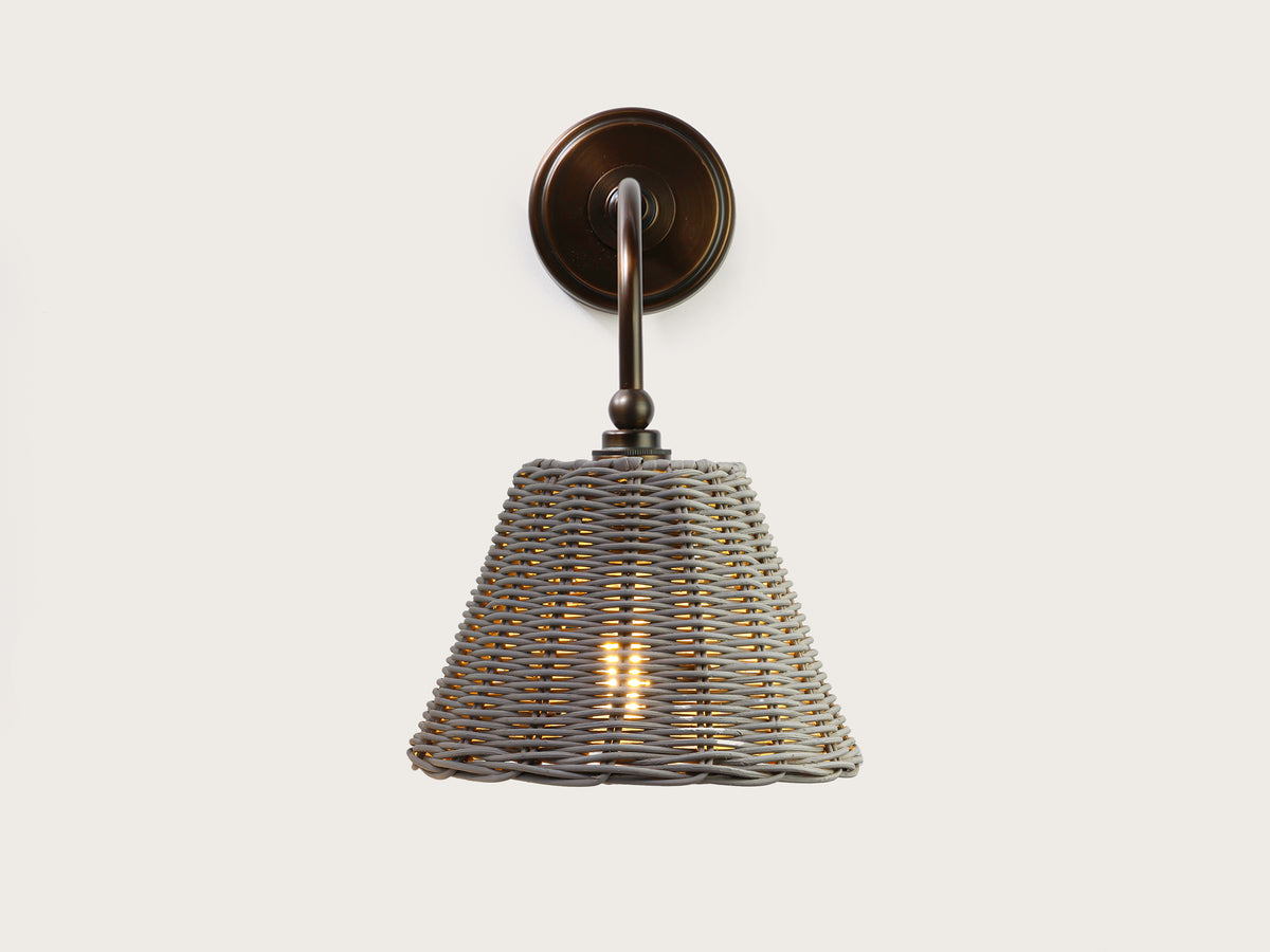 Coloured Rattan - Arthur Long Arm Wall Light with Petit Rattan Shade