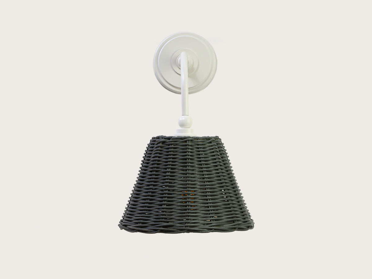 Coloured Rattan - Arthur Long Arm Wall Light with Petit Rattan Shade