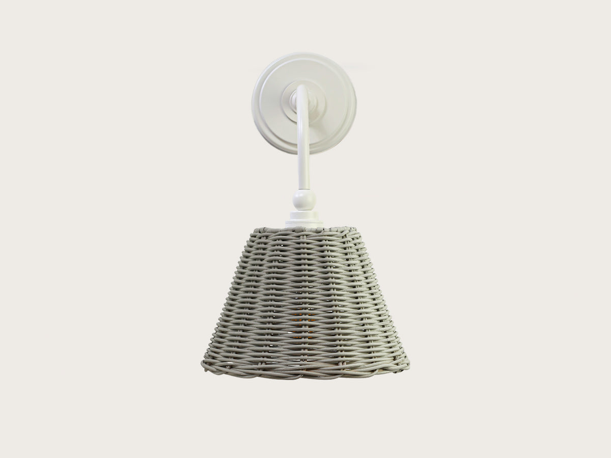 Coloured Rattan - Arthur Long Arm Wall Light with Petit Rattan Shade