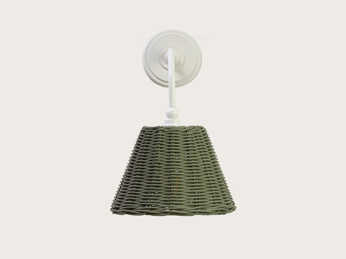 Coloured Rattan - Arthur Long Arm Wall Light with Petit Rattan Shade