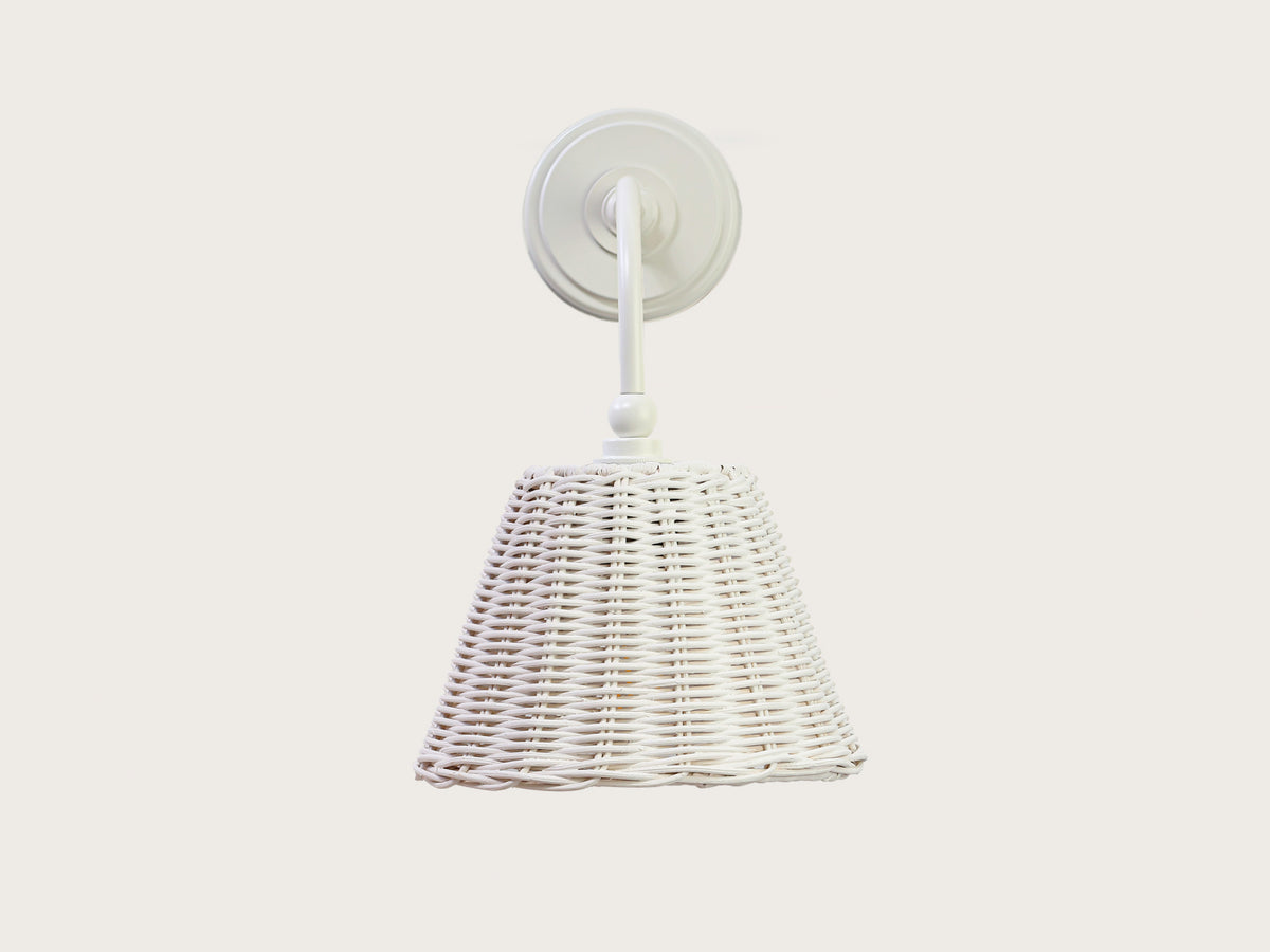 Coloured Rattan - Arthur Long Arm Wall Light with Petit Rattan Shade