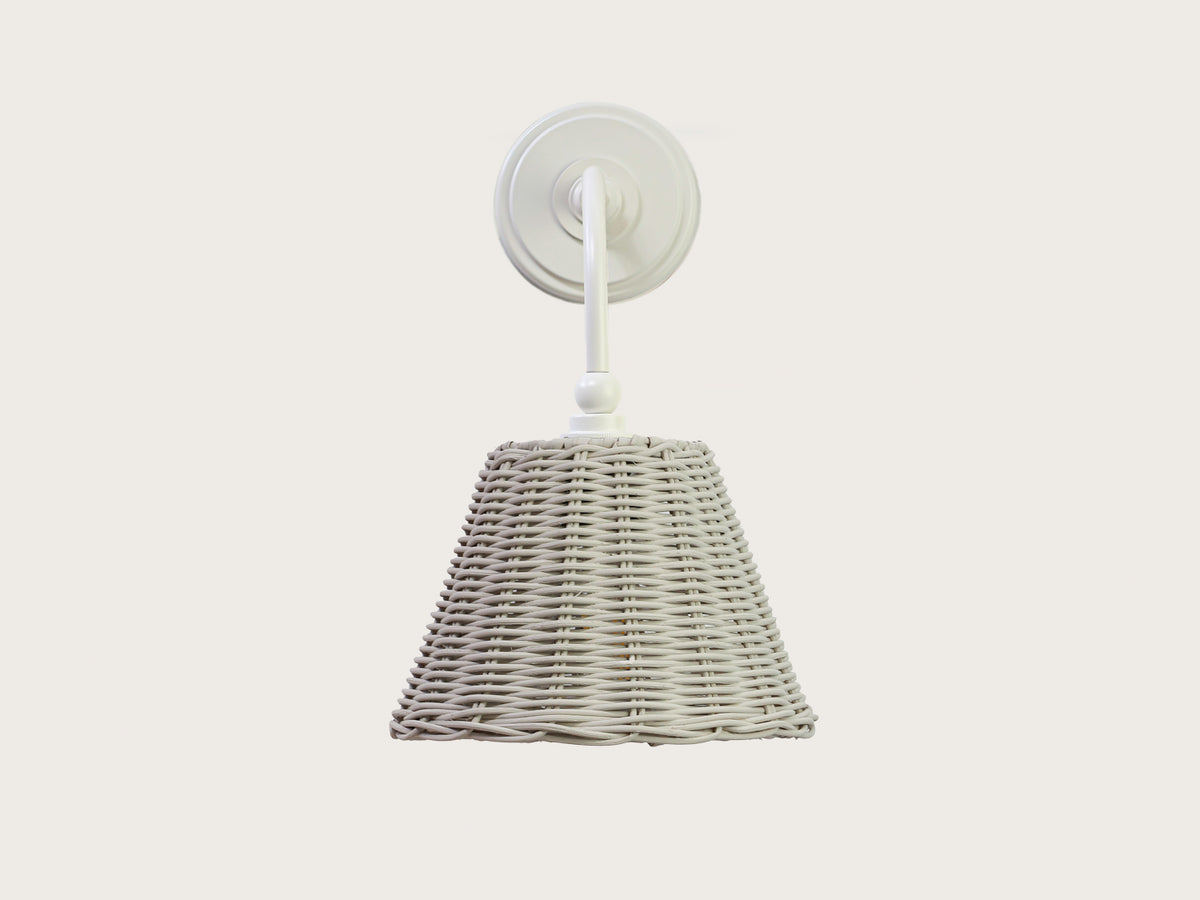 Coloured Rattan - Arthur Long Arm Wall Light with Petit Rattan Shade