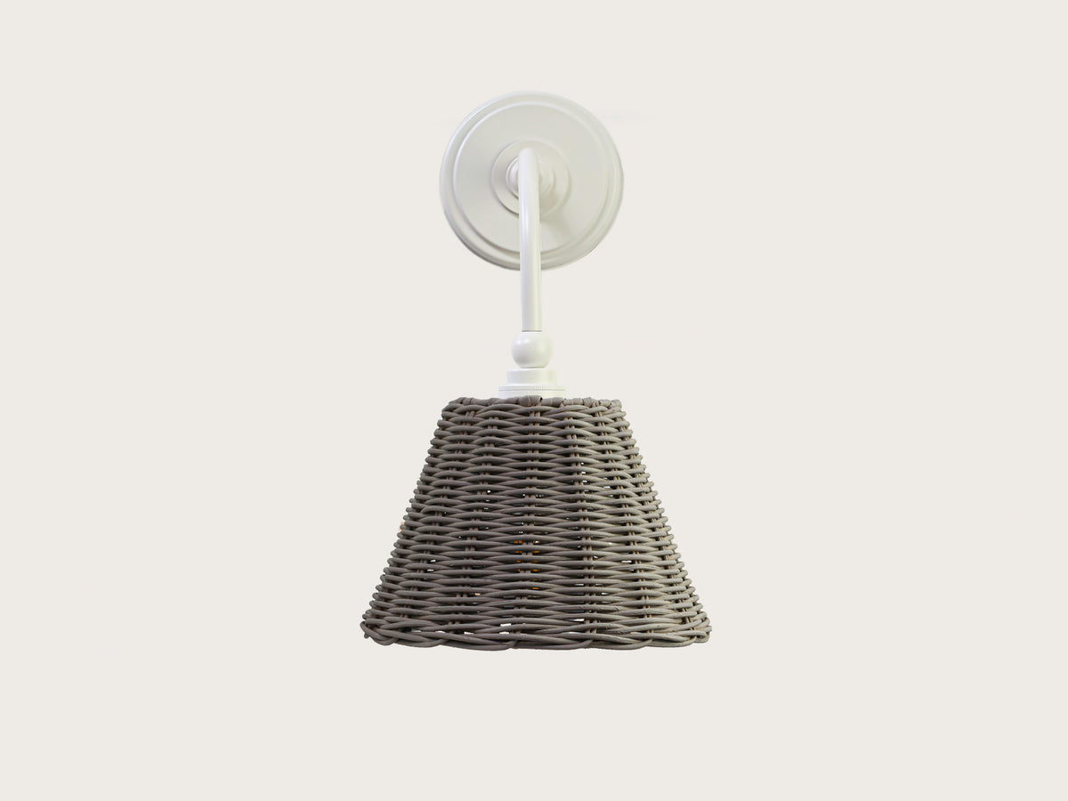 Coloured Rattan - Arthur Long Arm Wall Light with Petit Rattan Shade
