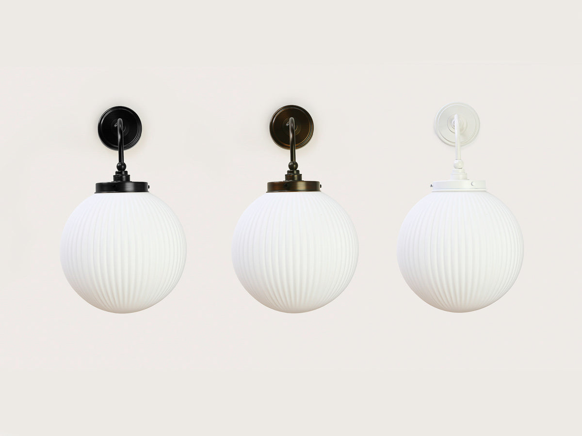 Arthur Long Arm Wall Light with 30cm Alfie Opal Glass Shade