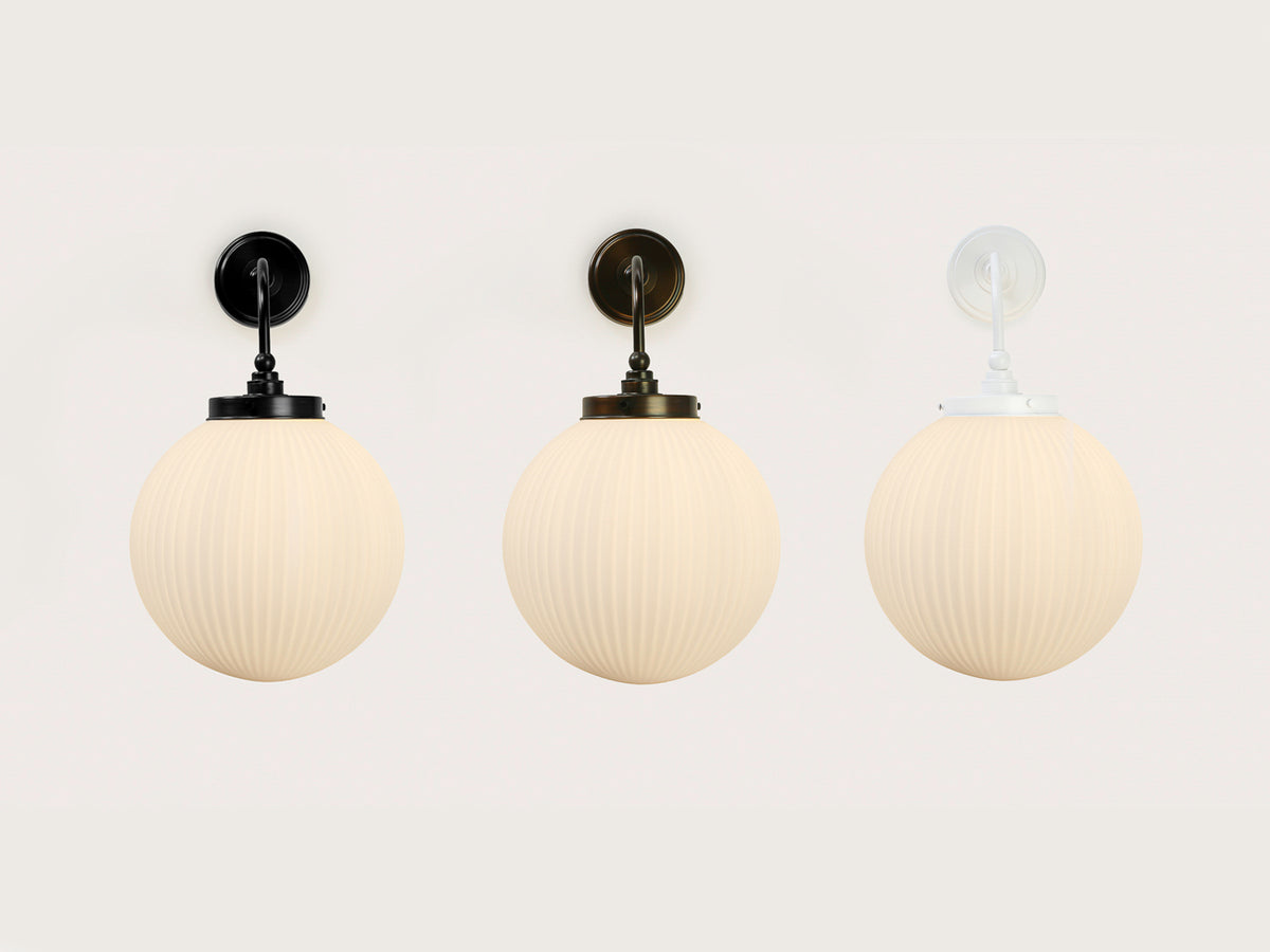 Arthur Long Arm Wall Light with 30cm Alfie Opal Glass Shade