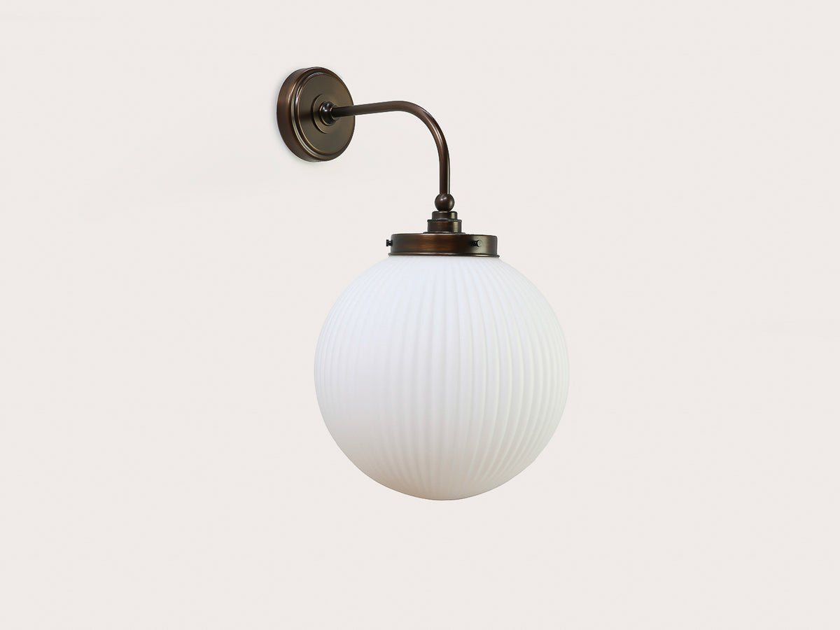 Arthur Long Arm Wall Light with 30cm Alfie Opal Glass Shade