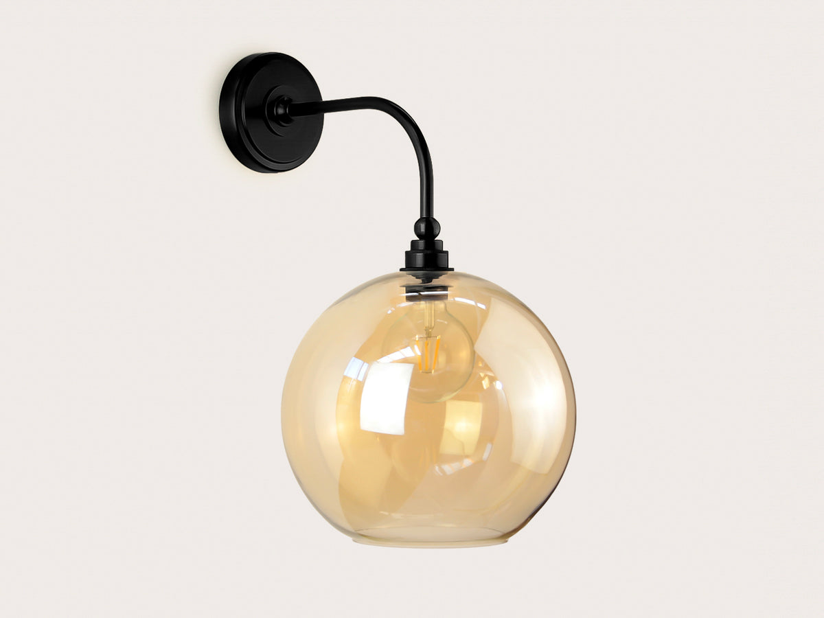 Arthur Long Arm Wall Light with 30cm Apothecary Round Glass Shade