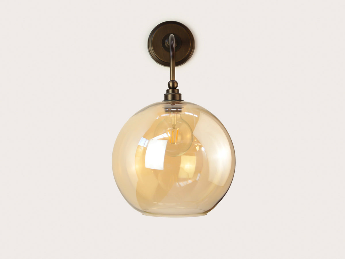 Arthur Long Arm Wall Light with 30cm Apothecary Round Glass Shade