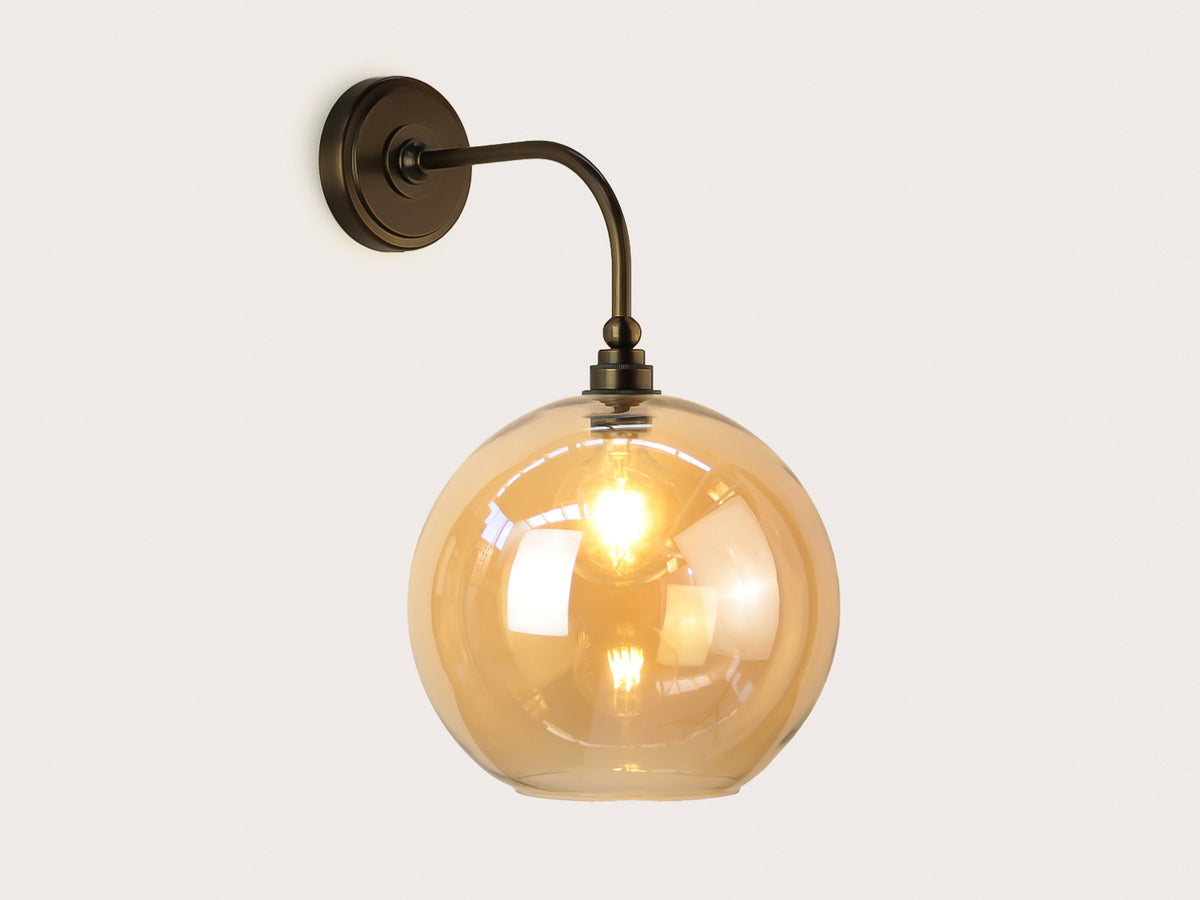Arthur Long Arm Wall Light with 30cm Apothecary Round Glass Shade