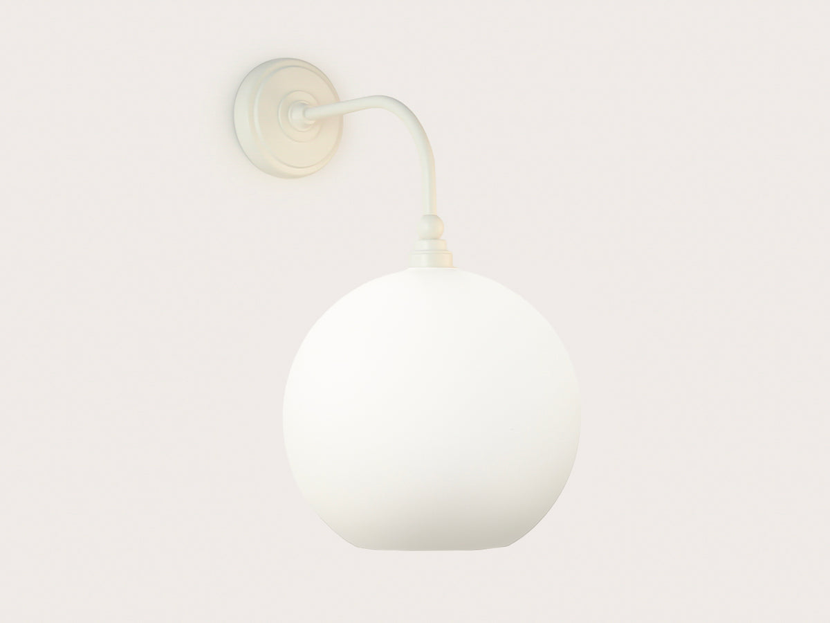 Arthur Long Arm Wall Light with 30cm Apothecary Opal Round Glass Shade