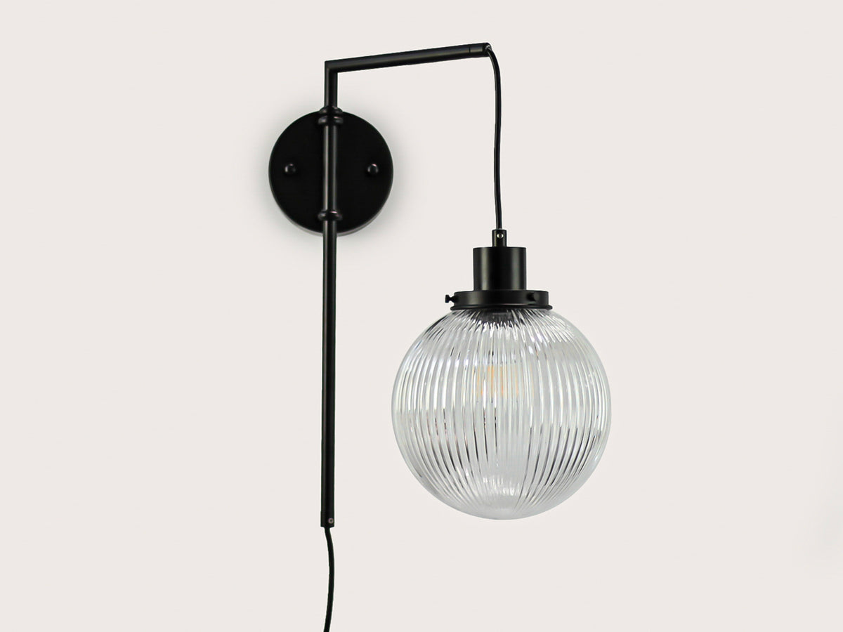 Frankie Swing Arm Wall Light with 20cm Alfie Glass Shade