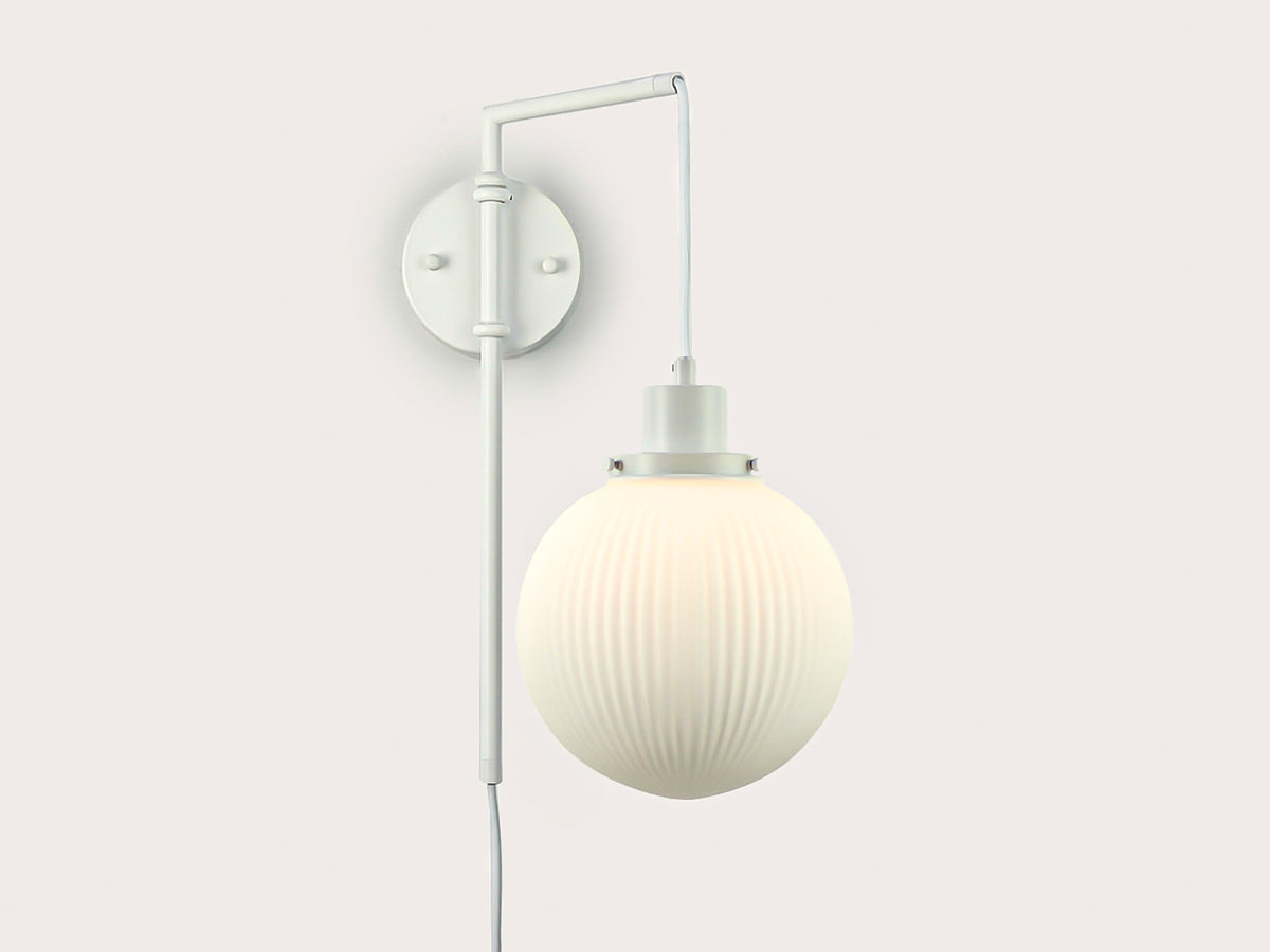 Frankie Swing Arm Wall Light with 20cm Alfie Opal Glass Shade